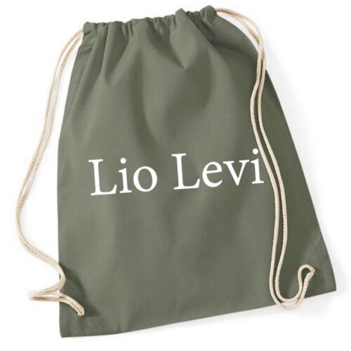 Gymtas olive green met naam