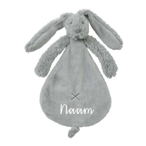 Rabbit Richie Knuffeldoekje Met Naam - Grey