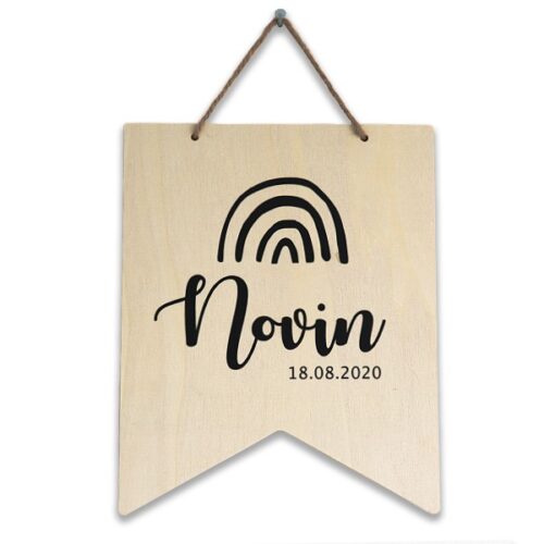 Houten vlag met naam