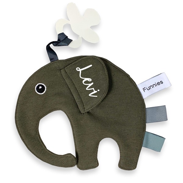 Speendoekje Olifant Forest Green met naam Ollie tutpop forrest green